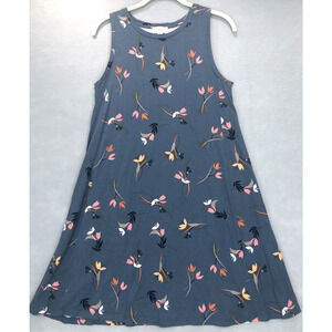 Womens Loft Size XS Blue Knit Floral Dress Sleeveless Boho Summer Casual